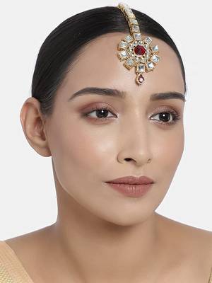 Traditional Kundan & Stone Studded Maang Tikka for Women & Girls  1