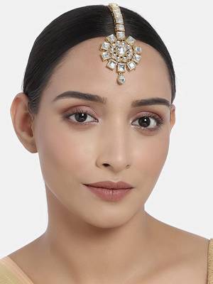 Traditional Kundan & Stone Studded Maang Tikka for Women & Girls  1