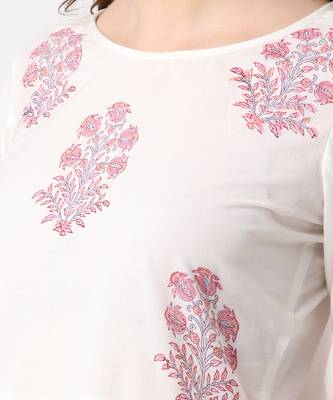 White Cotton Anarkali Printed Kurta Palazzo Set 4