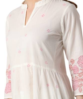 White Cotton Anarkali Printed Kurta Palazzo Set 4