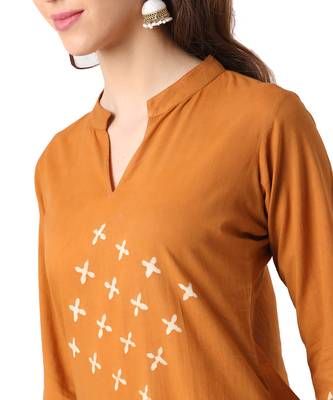Mustard Cotton Straight Block Printed Kurta Palazzo Set 4