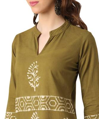 Green Cotton Straight Block Printed Kurta Palazzo Set 4
