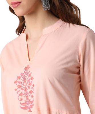Pink Cotton Anarkali Block Printed Kurta Palazzo Set 4