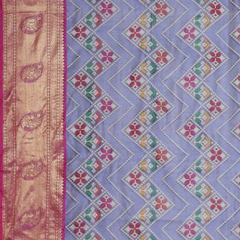 Blue woven katan silk saree with blouse 5