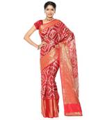 Maroon woven katan silk saree with blouse