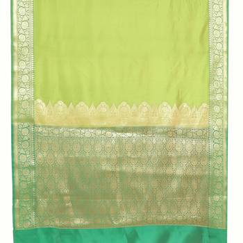 Green woven katan silk saree with blouse 4