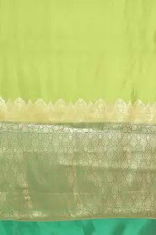 Green woven katan silk saree with blouse