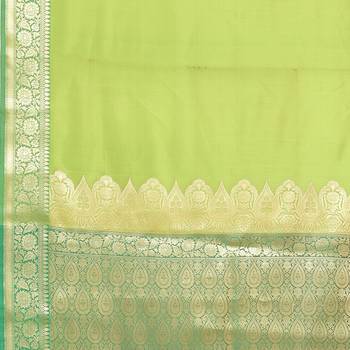 Green woven katan silk saree with blouse 5