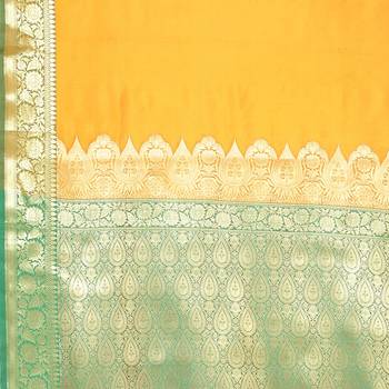 Beige woven katan silk saree with blouse 5