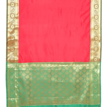 Red woven katan silk saree with blouse 4