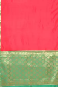 Red woven katan silk saree with blouse