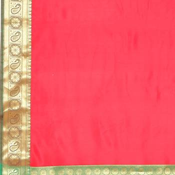 Red woven katan silk saree with blouse 5