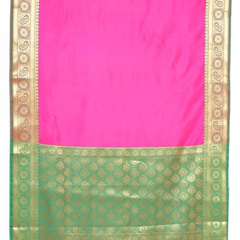 Pink woven katan silk saree with blouse 4