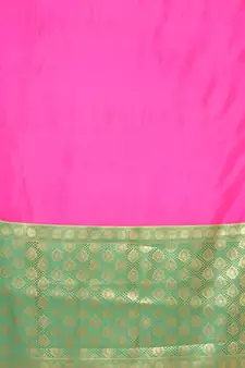 Pink woven katan silk saree with blouse