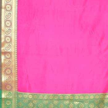 Pink woven katan silk saree with blouse 5