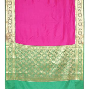 Pink woven katan silk saree with blouse 4