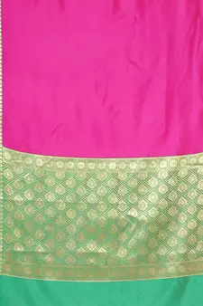 Pink woven katan silk saree with blouse