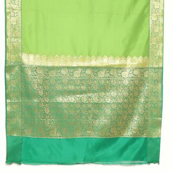 Green woven katan silk saree with blouse 4