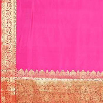 Pink woven katan silk saree with blouse 5