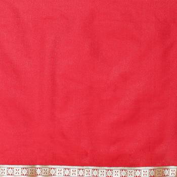 Red woven satin saree with blouse 5