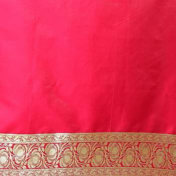 Pink woven satin saree with blouse 5