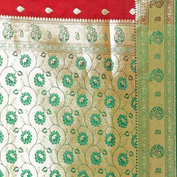 Maroon woven satin saree with blouse 4