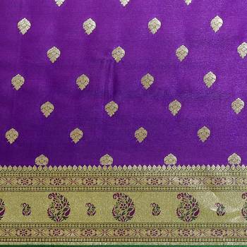 Purple woven satin saree with blouse 3