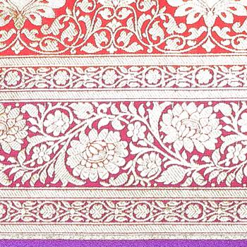 Red woven satin saree with blouse 3