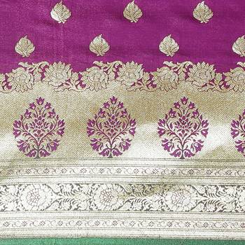 Purple woven satin saree with blouse 3
