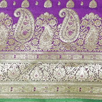 Purple woven satin saree with blouse 3