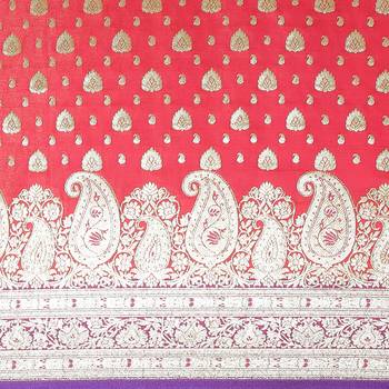 Red woven satin saree with blouse 3
