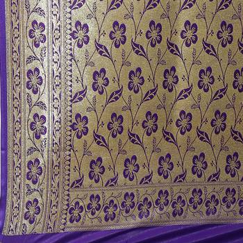 Brown woven satin saree with blouse 4
