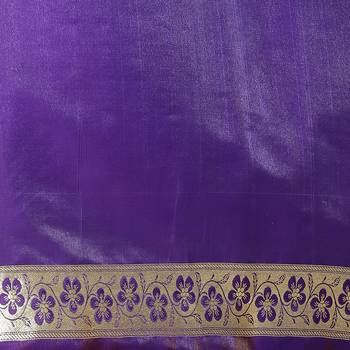 Brown woven satin saree with blouse 5