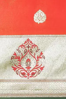 Brown woven satin saree with blouse