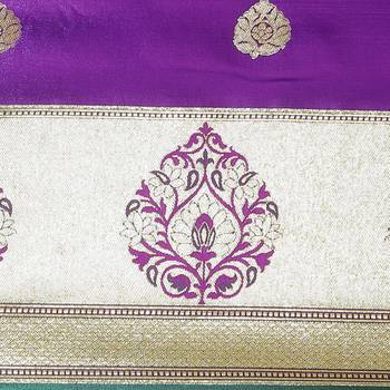 Purple woven satin saree with blouse 3