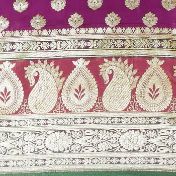 Purple woven satin saree with blouse 3