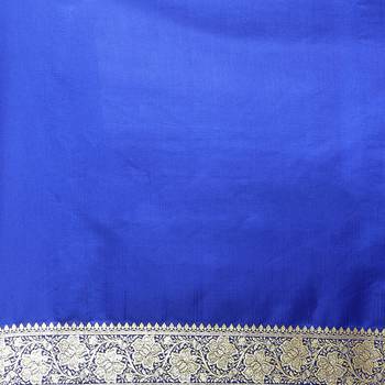 Blue woven katan silk saree with blouse 5