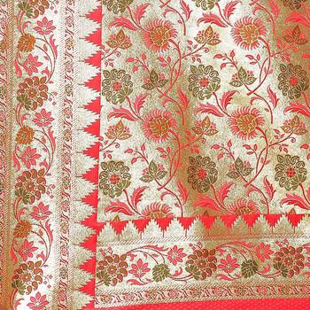Brown woven katan silk saree with blouse 4