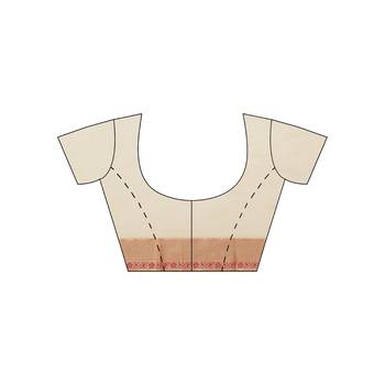 Beige woven cotton saree with blouse 5