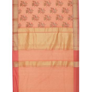 Pink woven cotton saree with blouse 3
