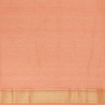 Pink woven cotton saree with blouse 4