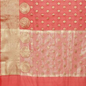 Red woven cotton saree with blouse 3