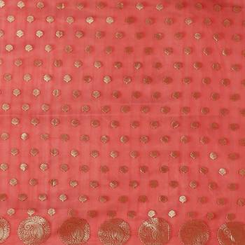 Red woven cotton saree with blouse 4