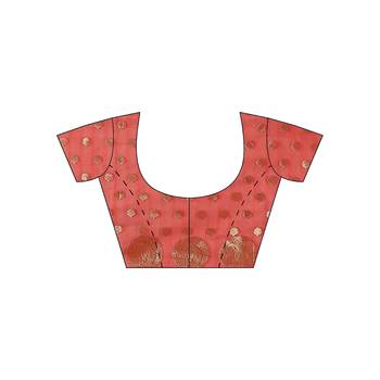 Red woven cotton saree with blouse 5