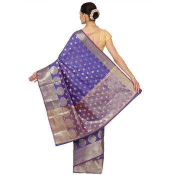 Purple woven cotton saree with blouse 2