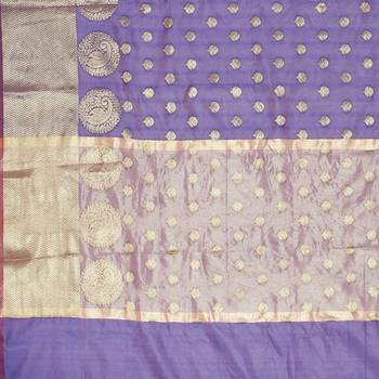 Purple woven cotton saree with blouse 3