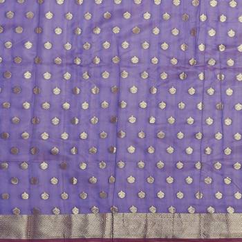 Purple woven cotton saree with blouse 4