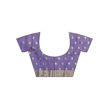 Purple woven cotton saree with blouse 5