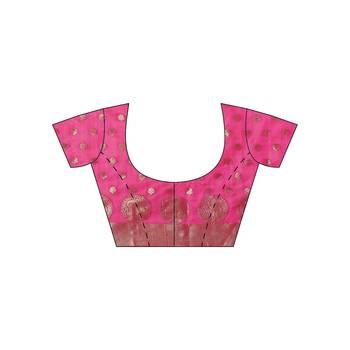 Pink woven cotton saree with blouse 5