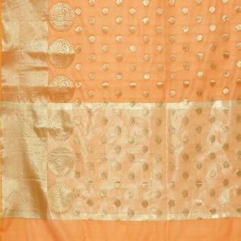 Brown woven cotton saree with blouse 3
